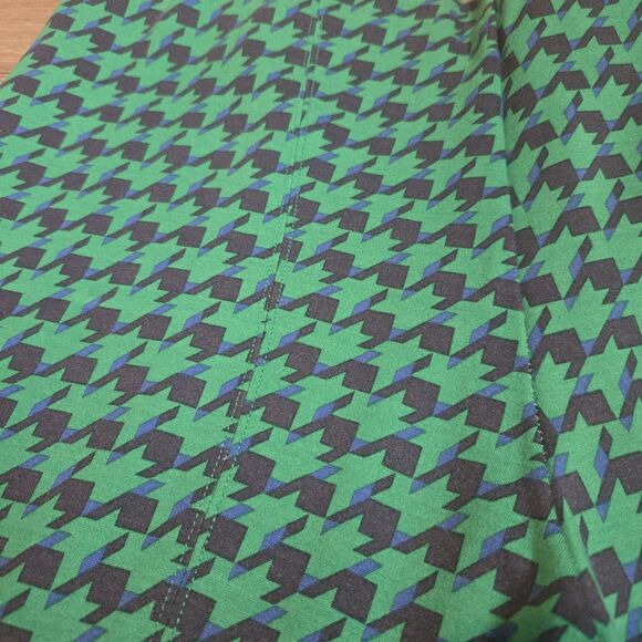 Maeve by Anthropologie “The Margot” Flared Pants Green & Blue Houndstooth Large - Picture 8 of 11